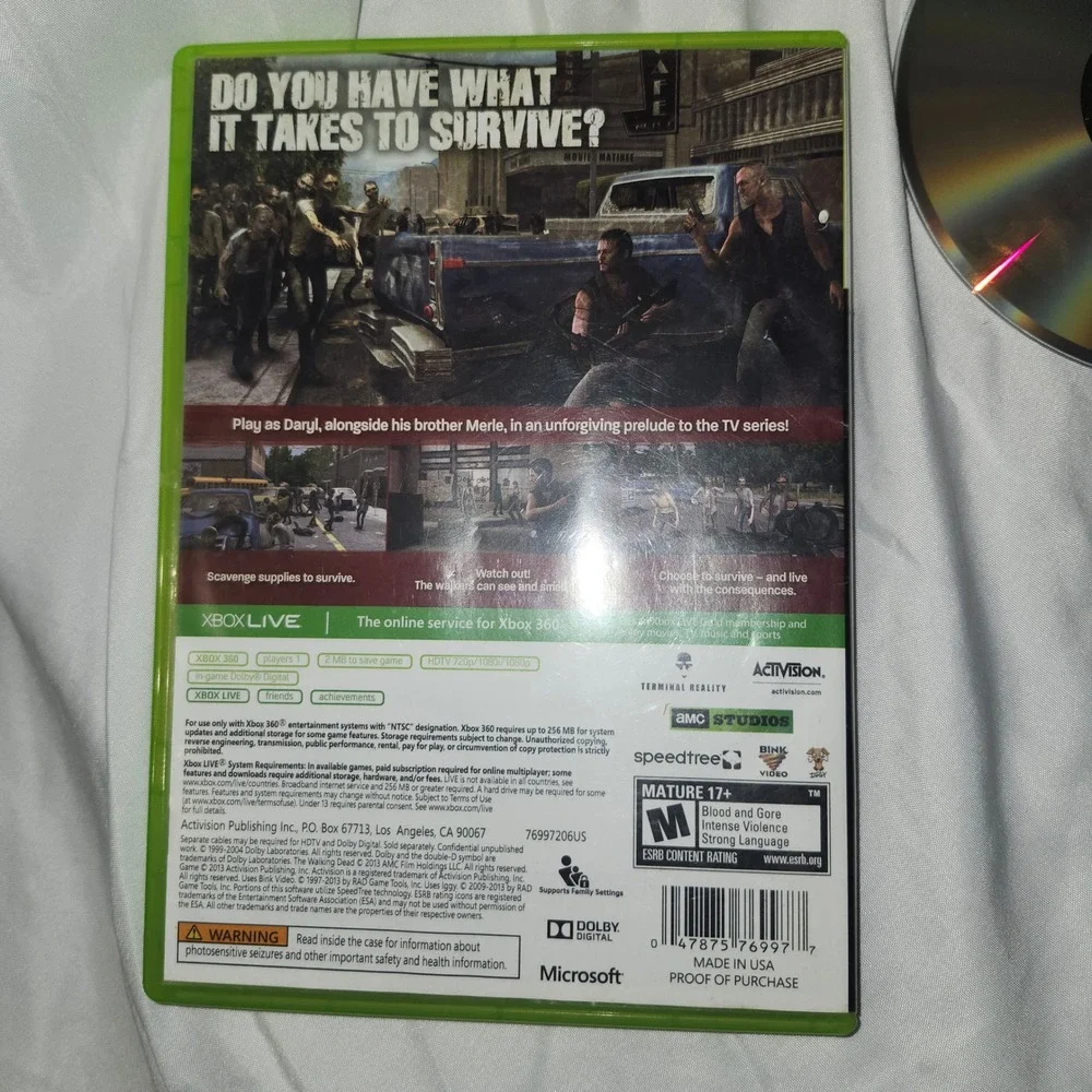 The Walking Dead Survival Instinct Xbox 360 Activision AMC TV Series Daryl Merle